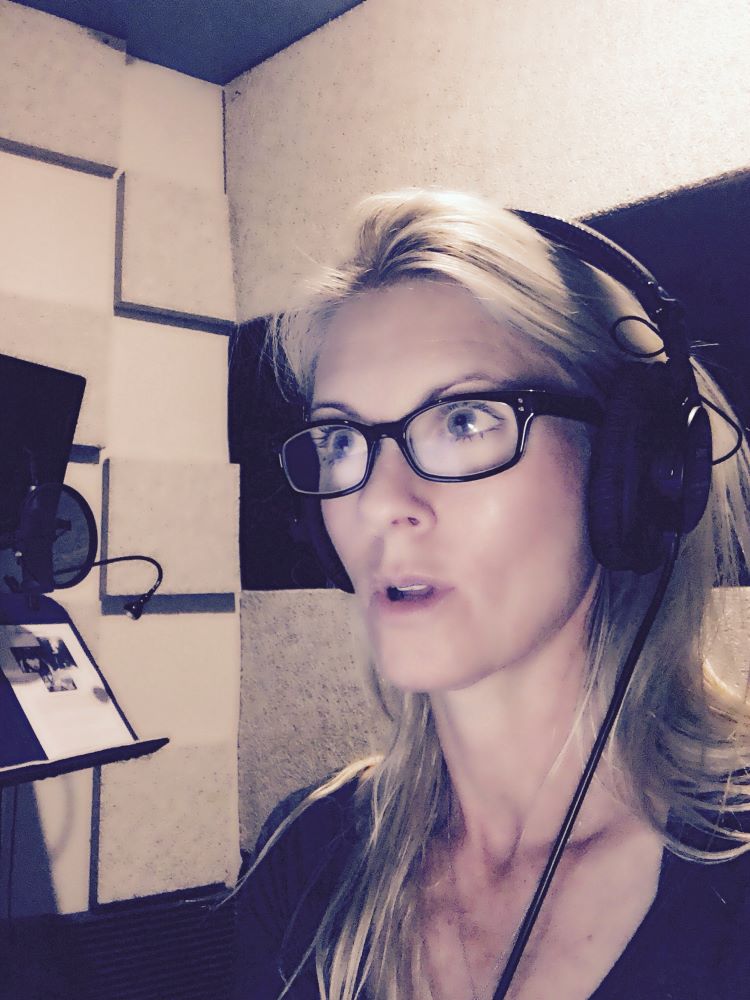 Kate Higgins recording in studio