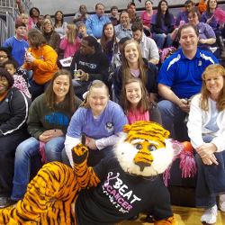group at women's basketball game