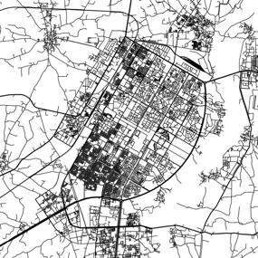 Black and white road map of Gandhinagar India