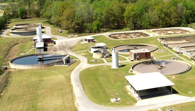 Aerial view of a water treatment facility