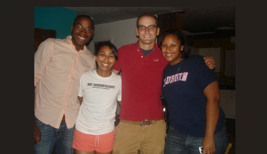 A younger Bradley DeBose with friends at Auburn in 2009