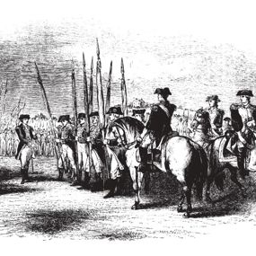 Illustration of the British surrender during the American Revolution