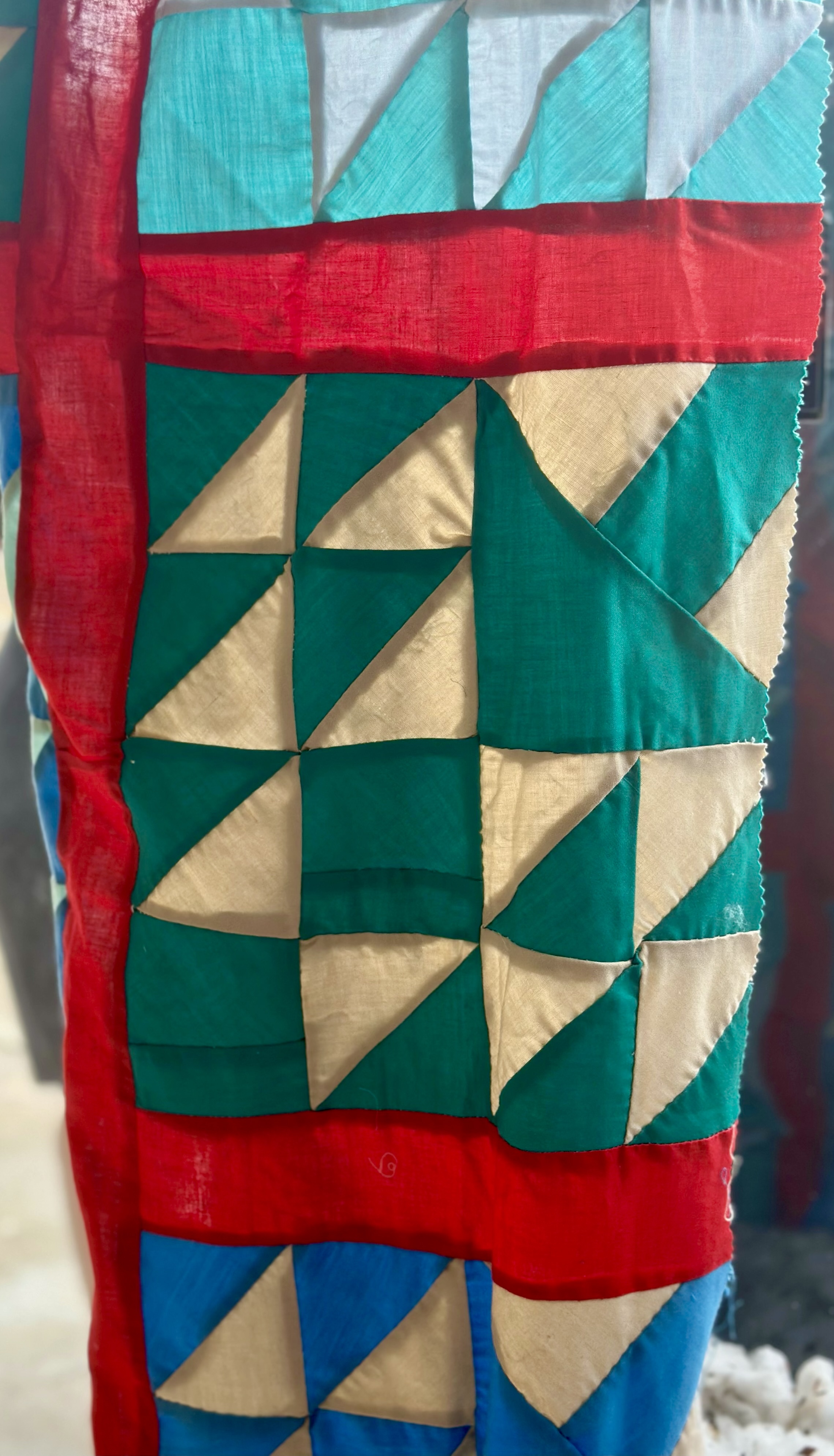 This quilt, depicting the “Flying Geese” pattern, was among many on display.
