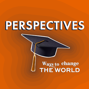 Perspectives digital magazine cover featuring graduation cap