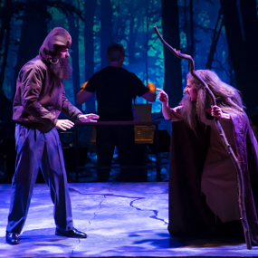Students perform Into the Woods on the Gogue Center stage