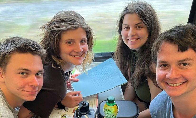 Students travel by train in Vienna
