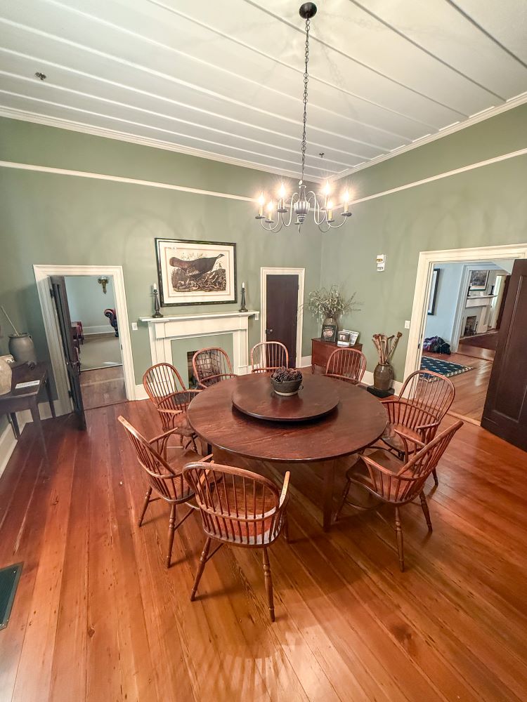 Kathy's old room in Pebble Hill, now a meeting space with pottery collections