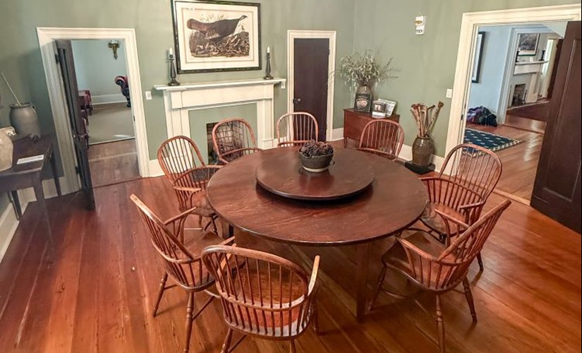 Kathy's old room in Pebble Hill, now a meeting space with pottery collections