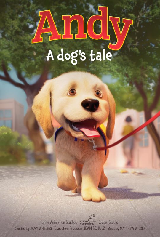 Andy A Dog's Tale poster with animated dog