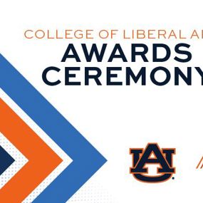 Arrows in the background with the text College of Liberal Arts Awards Ceremony