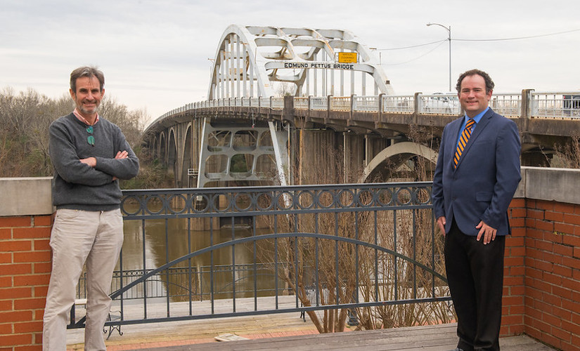 Richard Burt and Keith Hébert at the Edmund Pettus Bridge in Selma