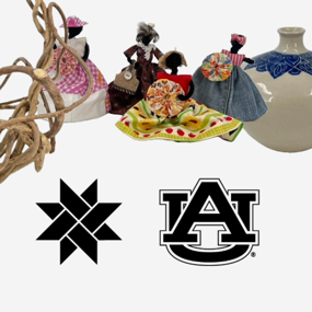 Black Belt Treasures Holiday Market poster featuring baskets, dolls and artwork