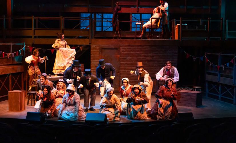 Actors in Victorian era clothing perform a number in Sweeney Todd