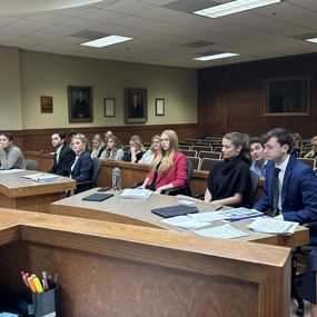 Legal Communication students in mock trial at the Lee County courthouse