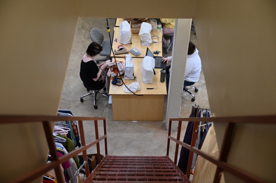 Linnie Johnston (left) and Amy Roberts (right) performing duties as Costume Shop Assistants.