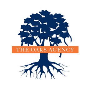 The Oaks Agency logo with oak tree