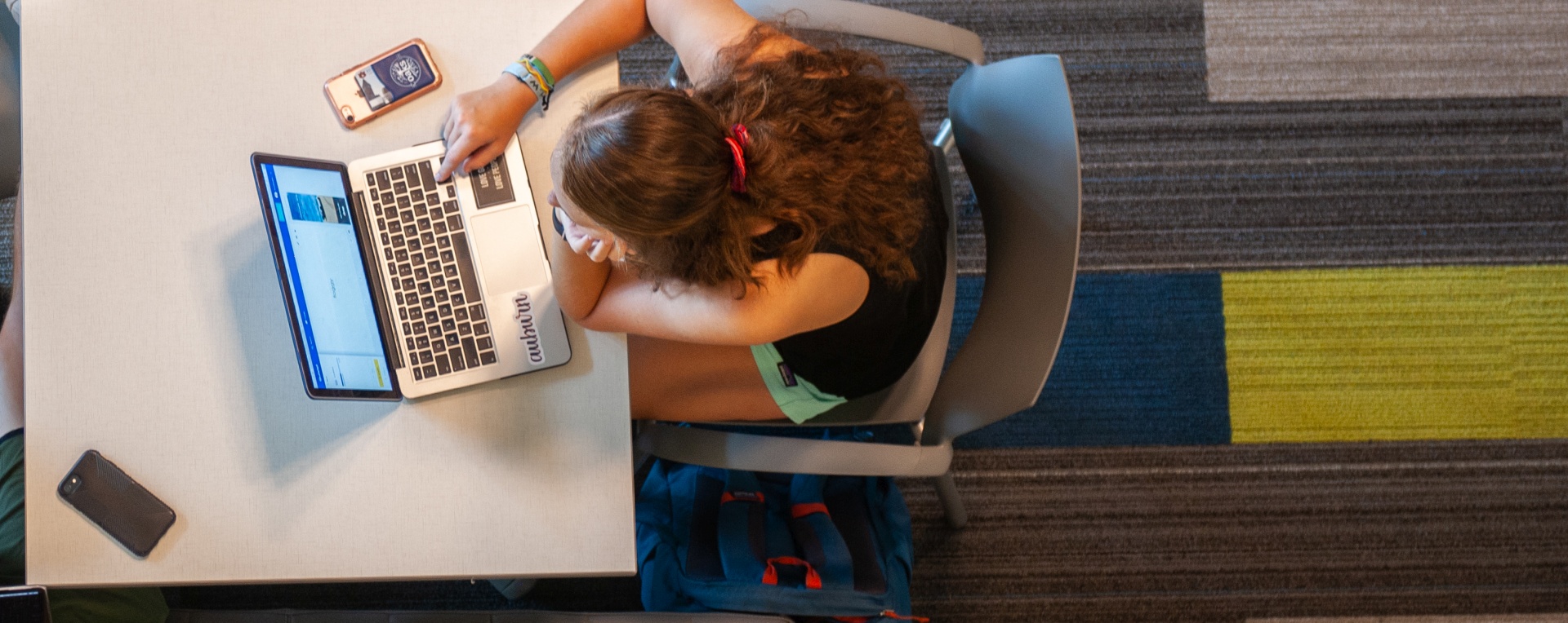 Girl working on a laptop