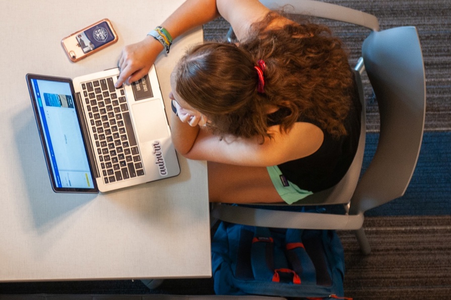 Girl working on a laptop