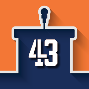 Podium with 43 on front