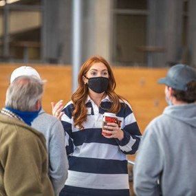 Group on campus wearing face masks