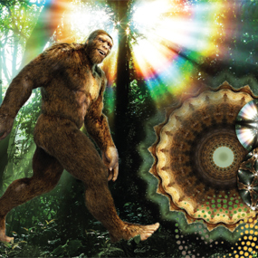 Monstersongs event poster featuring a smiling Bigfoot
