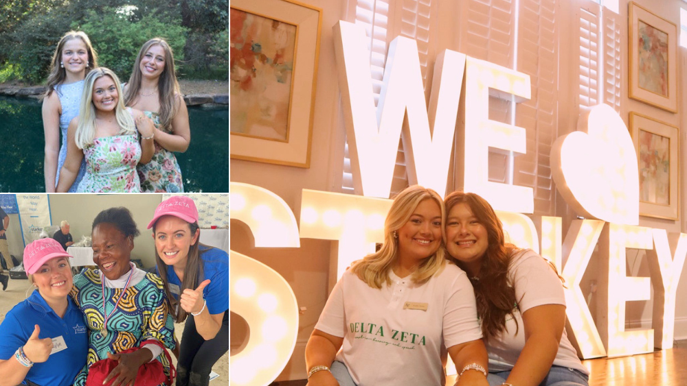 collage of caylyn turner with sorority sisters