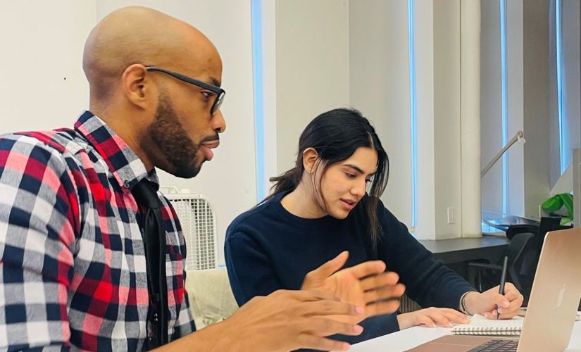 DeBose mentoring a student at the Parsons School of Architecture