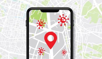 Smartphone showing disease tracking map