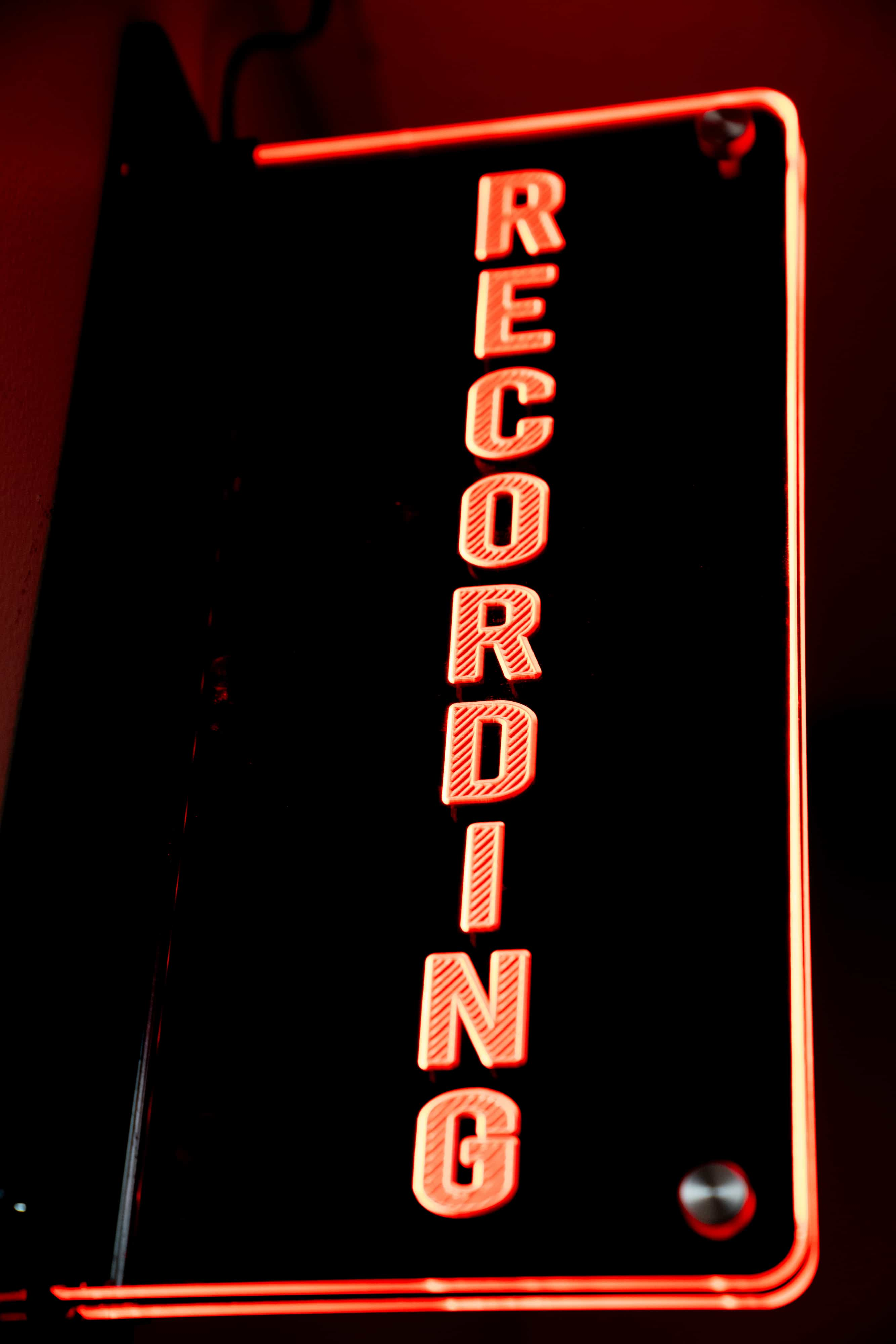 lit up RECORDING sign