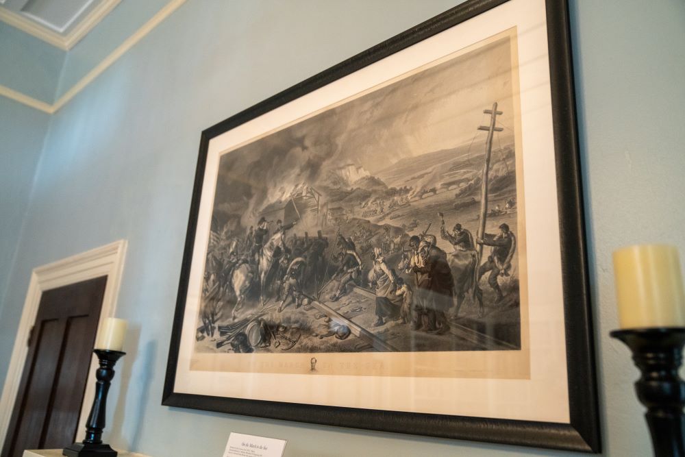 A framed print of On the March to the Sea on display at Pebble Hill
