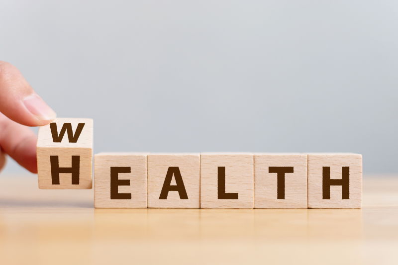 Health spelled out in blocks