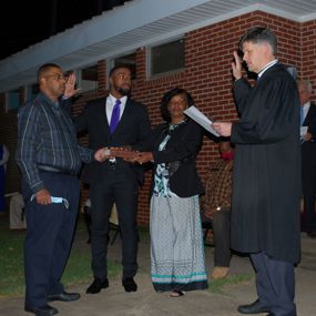 Messiah Williams-Cole is sworn in by Lee County Judge Mike Fellows