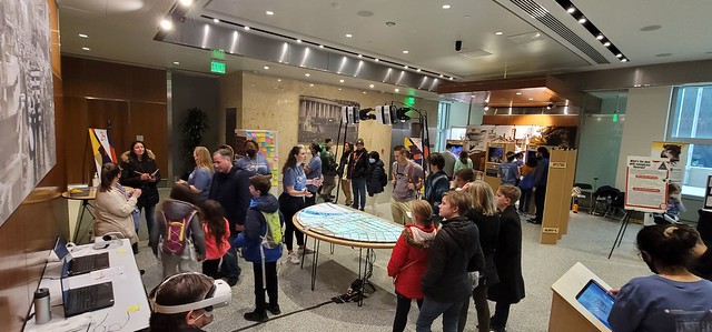 Crowd viewing Selma exhibit