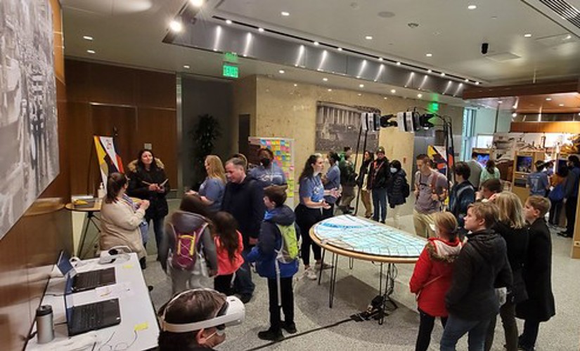 Crowd viewing Selma exhibit