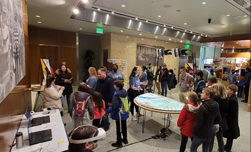 Crowd viewing Selma exhibit