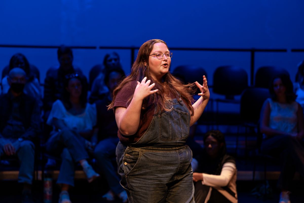 Abigail Bowling performing in Body Maps on stage