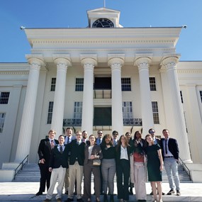 CLA students stand outside the Alabama State House