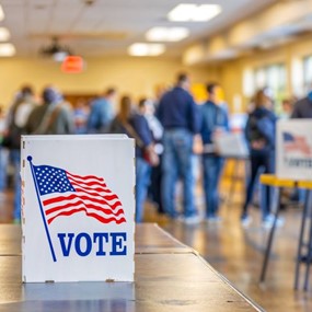 Busy polling station on Election Day