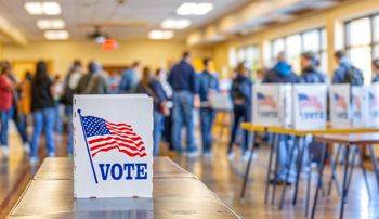 Busy polling station on Election Day