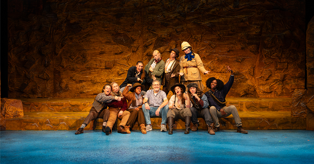 Scott Phillips with Men on Boats cast on stage