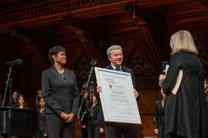 Rosephanye Powell receives teaching award on stage at Harvard University