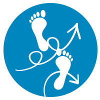 Two foot print and two arrows