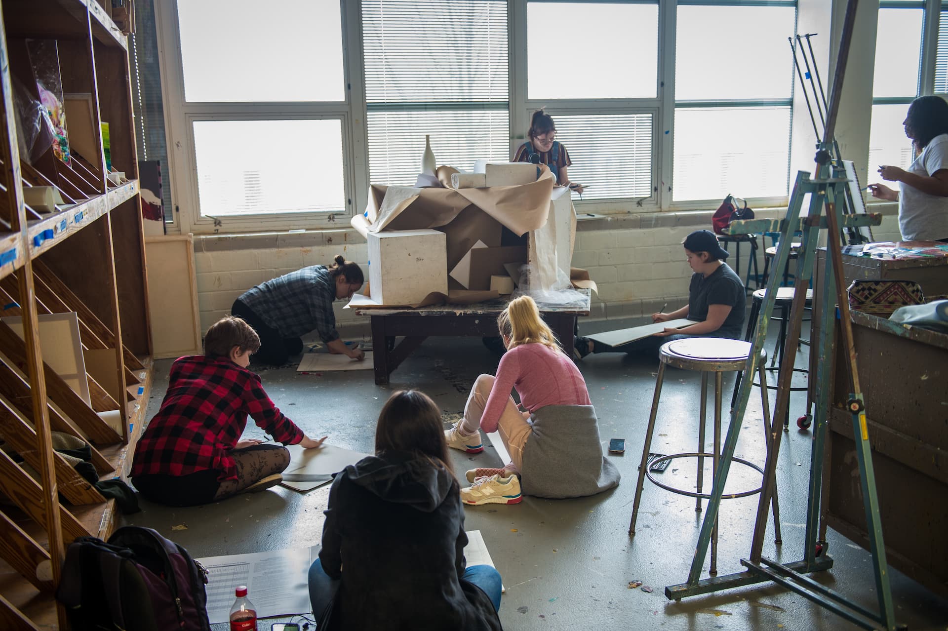 students working in a studio