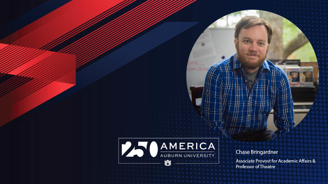 America 250 at Auburn University graphic featuring Chase Bringardner