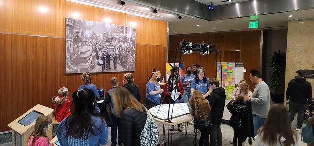 Crowd viewing Selma exhibit