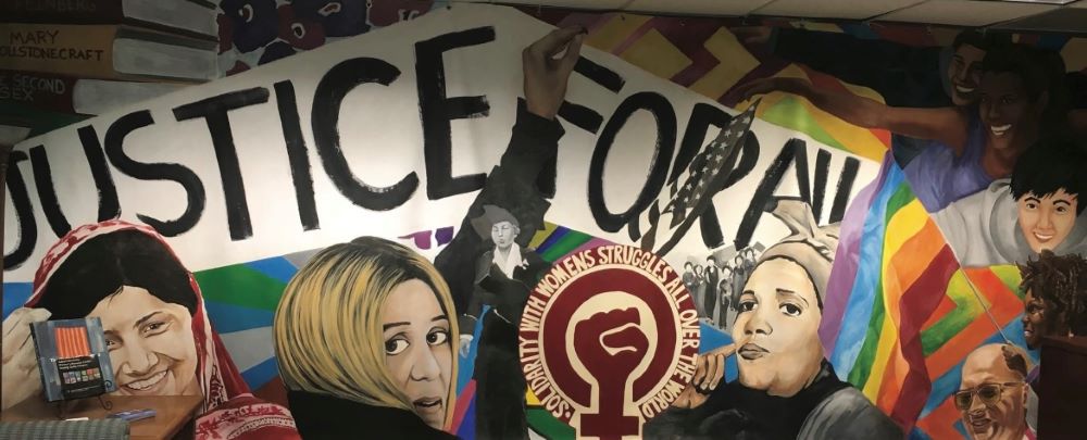 Mural featuring prominent equal rights movement leaders and symbols