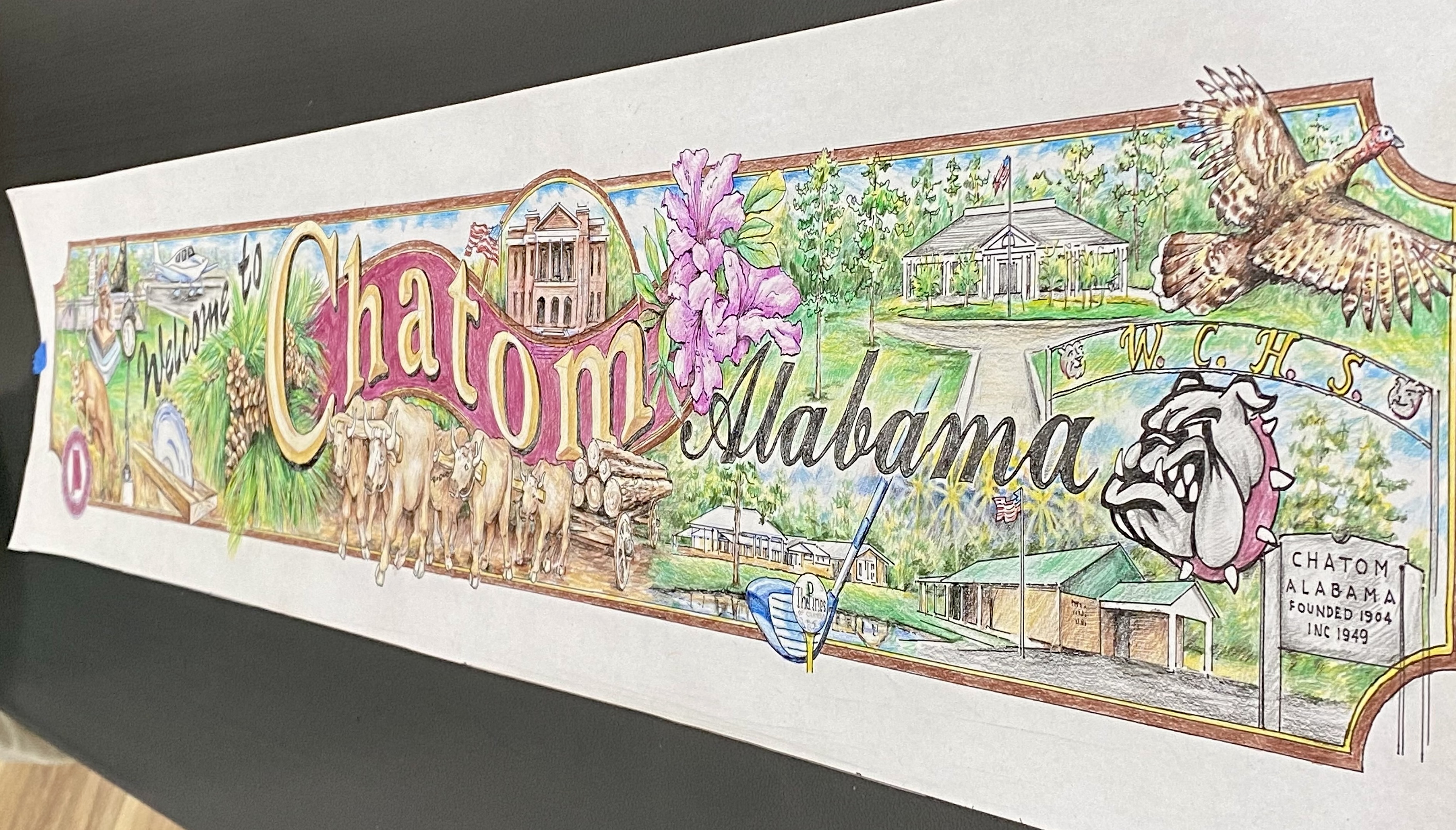 Artist Joe Wilson created a printed design as he developed plans for the Chatom mural.