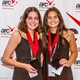 Abby Hagan and Ashley Baldwin hold up Air Race Classic awards