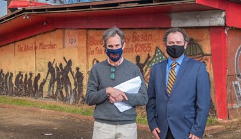 Richard Burt, left, and Keith Hebert have conducted extensive research about the incident known as "Bloody Sunday" that occurred in Selma, Alabama, on March 7, 1965. Auburn Assistant Professor of History Elijah Gaddis and Hebert will use that research to conduct a pair of week-long field study workshops for 72 K-12 educators.