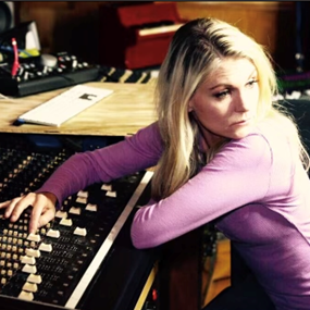 Kate Higgins at a soundboard